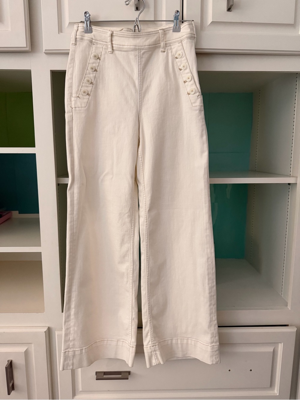 Cream denim jeans